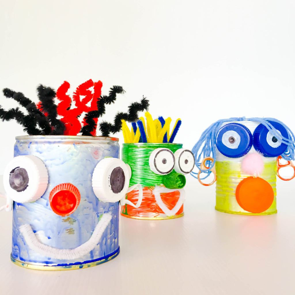 DIY tin can robot faces