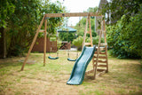 Plum Swing Sets & Playsets Plum® Tamarin Double Wooden Swing Set with Green Slide 5036523019354 121401C110 Buy online: Plum® Tamarin Double Wooden Swing Set with Green Slide Happy Active Kids Australia