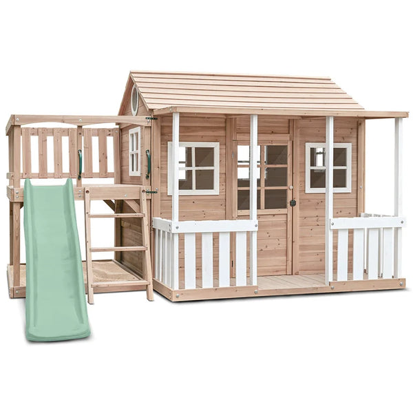 Lifespan Kids Play Houses Finley Cubby House with Pastel Green Slide - Lifespan Kids - OUT OF STOCK eta early Sept (preorder available now) 9347166092632 LKCH-FIN-PG Buy online: Finley Cubby House with Pastel Green Slide - Lifespan Kids Happy Active Kids Australia