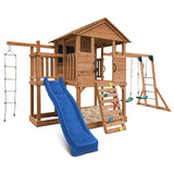 Lifespan Kids Play Houses Kingston Cubby House with Monkey Bars, Swings and Blue Slide - Lifespan Kids 9347166085603 LKCH-KING-BLU Kingston Cubby House with Monkey Bars, Swings and Blue Slide  Happy Active Kids Australia