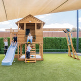 Lifespan Kids Play Houses Kingston Cubby House with Monkey Bars, Swings and Pastel Blue Slide - Lifespan Kids 9347166085627 LKCH-KING-PB Kingston Cubby House with Monkey Bars, Swings and Pastel Blue Slide Happy Active Kids Australia