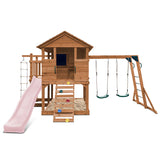 Lifespan Kids Play Houses Kingston Cubby House with Monkey Bars, Swings and Pastel Pink Slide - Lifespan Kids 9347166085641 LKCH-KING-PP Kingston Cubby House with Monkey Bars, Swings and Pastel Pink Slide Happy Active Kids Australia
