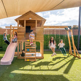 Lifespan Kids Play Houses Kingston Cubby House with Monkey Bars, Swings and Pastel Pink Slide - Lifespan Kids 9347166085641 LKCH-KING-PP Kingston Cubby House with Monkey Bars, Swings and Pastel Pink Slide Happy Active Kids Australia