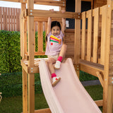 Lifespan Kids Play Houses Kingston Cubby House with Monkey Bars, Swings and Pastel Pink Slide - Lifespan Kids 9347166085641 LKCH-KING-PP Kingston Cubby House with Monkey Bars, Swings and Pastel Pink Slide Happy Active Kids Australia