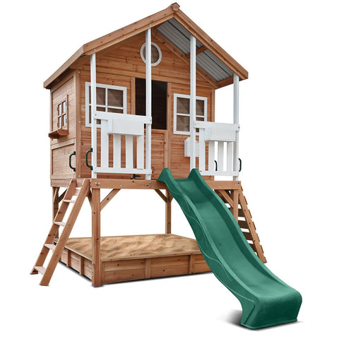 Winchester Cubby House with 1.2m platform and 2.2m Green Slide - Lifespan Kids
