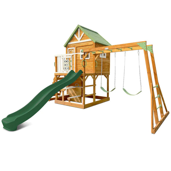 Lifespan Kids Outdoor Play Equipment Riversdale Play Centre with 2.2m Green Slide - Lifespan Kids 9347166088482 LKPC-RIVE-GN Buy: Riversdale Play Centre with 2.2m Green Slide - Lifespan Kids Happy Active Kids Australia