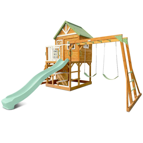 Lifespan Kids Outdoor Play Equipment Riversdale Play Centre with 2.2m Pastel Green Slide - Lifespan Kids 9347166088505 LKPC-RIVE-PG Riversdale Play Centre with 2.2m Pastel Green Slide - Lifespan Kids Happy Active Kids Australia