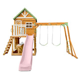 Lifespan Kids Outdoor Play Equipment Riversdale Play Centre with 2.2m Pastel Pink Slide - Lifespan Kids 9347166088512 LKPC-RIVE-PP Buy: Riversdale Play Centre with 2.2m Pastel Pink Slide - Lifespan Kids Happy Active Kids Australia