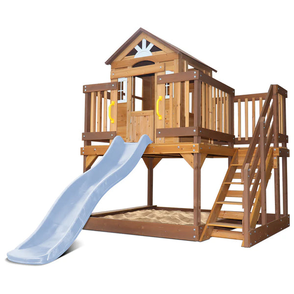 Silverton Cubby House with 1.8m Pastel Blue Slide - Lifespan Kids