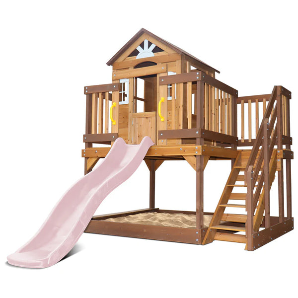 Silverton Cubby House with 1.8m Pastel Pink Slide - Lifespan Kids