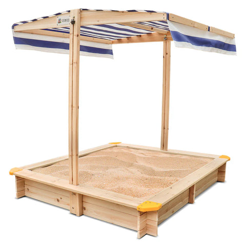 Joey Wooden Sandpit with Blue Shade Canopy - Lifespan Kids