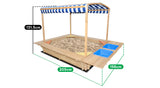 Playfort 2 Wooden Sandpit with Blue Sun Canopy - Lifespan Kids