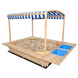 Playfort 2 Wooden Sandpit with Blue Sun Canopy - Lifespan Kids