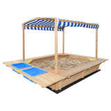 Playfort 2 Wooden Sandpit with Blue Sun Canopy - Lifespan Kids
