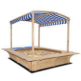 Playfort 2 Wooden Sandpit with Blue Sun Canopy - Lifespan Kids