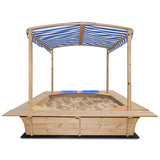 Playfort 2 Wooden Sandpit with Blue Sun Canopy - Lifespan Kids