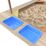 Playfort 2 Wooden Sandpit with Blue Sun Canopy - Lifespan Kids
