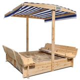 Skipper Wooden Sandpit with UV Shade Canopy - Lifespan Kids
