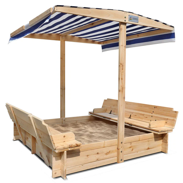 Skipper Wooden Sandpit with UV Shade Canopy - Lifespan Kids