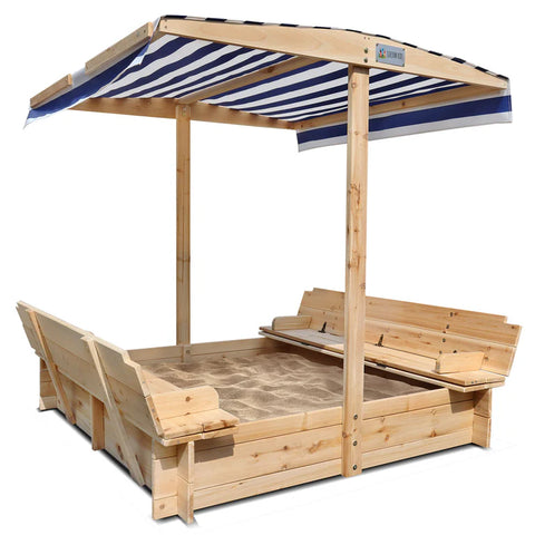 Skipper Wooden Sandpit with UV Shade Canopy - Lifespan Kids