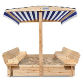 Skipper Wooden Sandpit with UV Shade Canopy - Lifespan Kids
