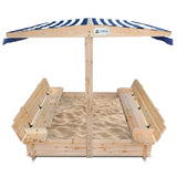 Skipper Wooden Sandpit with UV Shade Canopy - Lifespan Kids