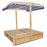 Skipper Wooden Sandpit with UV Shade Canopy - Lifespan Kids