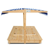 Skipper Wooden Sandpit with UV Shade Canopy - Lifespan Kids