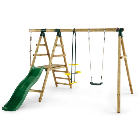 Plum Swing Plum® Meerkat Wooden Swing Set with Glider and Slide 5036523021050 27020A Buy online: Plum® Meerkat Wooden Swing Set & Slide - Happy Active Kids Happy Active Kids Australia