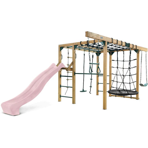 Lifespan Kids Climbing Frame Orangutan Climbing Frame Cube Play Centre with Pastel Pink Slide - Lifespan Kids 9347166086488 LKPC-ORAN-PP Orangutan Climbing Frame Cube Playset with Pastel Pink Slide -Lifespan Kids Happy Active Kids Australia