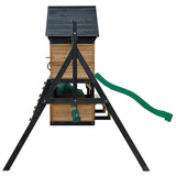 Lifespan Kids Outdoor Play Equipment Claremont Playcentre Cubby with swings and tube slide in green - Lifespan Kids 9347166086037 LKPC-CLARE-GN Claremont Playcentre Cubby with swings and tube slide in green - Lifespan Kids Happy Active Kids Australia