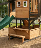 Lifespan Kids Outdoor Play Equipment Claremont Playcentre Cubby with swings and tube slide in green - Lifespan Kids 9347166086037 LKPC-CLARE-GN Claremont Playcentre Cubby with swings and tube slide in green - Lifespan Kids Happy Active Kids Australia