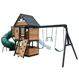 Lifespan Kids Outdoor Play Equipment Claremont Playcentre Cubby with swings, tube slide and 2.2m slide in pale blue - Lifespan Kids 9347166086044 LKPC-CLARE-PB Claremont Playset Cubby with swings, tube slide & 2.2m slide in pale blue - Lifespan Kids Happy Active Kids Australia