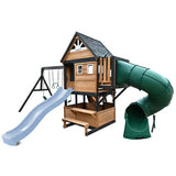 Lifespan Kids Outdoor Play Equipment Claremont Playcentre Cubby with swings, tube slide and 2.2m slide in pale blue - Lifespan Kids 9347166086044 LKPC-CLARE-PB Claremont Playset Cubby with swings, tube slide & 2.2m slide in pale blue - Lifespan Kids Happy Active Kids Australia