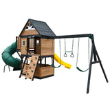 Lifespan Kids Outdoor Play Equipment Claremont Playset Cubby with swings, tube slide and 2.2m slide in yellow - Lifespan Kids 9347166086082 LKPC-CLARE-YL Claremont Playset Cubby with swings, tube slide & 2.2m slide in yellow - Lifespan Kids Happy Active Kids Australia