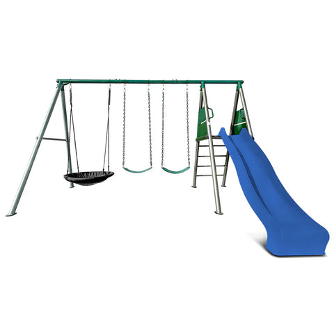 Lifespan Kids Outdoor Play Equipment Europa Steel Swing Set (Blue Slide) - Lifespan Kids - OUT OF STOCK eta TBA 9347166086655 LKSW-EUROPA-BU Buy online: Europa Steel Swing Set (Blue Slide) - Lifespan Kids Happy Active Kids Australia