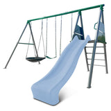 Lifespan Kids Outdoor Play Equipment Europa Steel Swing Set (Pastel Blue Slide) - Lifespan Kids 9347166086679 LKSW-EUROPA-PB Buy online: Europa Steel Swing Set (Pastel Blue Slide) - Lifespan Kids Happy Active Kids Australia