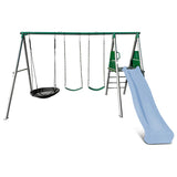 Lifespan Kids Outdoor Play Equipment Europa Steel Swing Set (Pastel Blue Slide) - Lifespan Kids 9347166086679 LKSW-EUROPA-PB Buy online: Europa Steel Swing Set (Pastel Blue Slide) - Lifespan Kids Happy Active Kids Australia