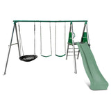 Lifespan Kids Outdoor Play Equipment Europa Steel Swing Set (Pastel Green Slide) - Lifespan Kids 9347166086686 LKSW-EUROPA-PG Buy online: Europa Steel Swing Set (Pastel Green Slide) - Lifespan Kids Happy Active Kids Australia