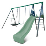 Lifespan Kids Outdoor Play Equipment Europa Steel Swing Set (Pastel Green Slide) - Lifespan Kids 9347166086686 LKSW-EUROPA-PG Buy online: Europa Steel Swing Set (Pastel Green Slide) - Lifespan Kids Happy Active Kids Australia