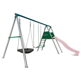 Lifespan Kids Outdoor Play Equipment Europa Steel Swing Set (Pastel Pink Slide) - Lifespan Kids 9347166086693 LKSW-EUROPA-PP Buy online: Europa Steel Swing Set (Pastel Pink Slide) - Lifespan Kids Happy Active Kids Australia