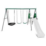 Lifespan Kids Outdoor Play Equipment Europa Steel Swing Set (White Slide) - Lifespan Kids 9347166086709 LKSW-EUROPA-PW Buy online: Europa Steel Swing Set (White Slide) - Lifespan Kids Happy Active Kids Australia