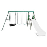 Lifespan Kids Outdoor Play Equipment Europa Steel Swing Set (White Slide) - Lifespan Kids 9347166086709 LKSW-EUROPA-PW Buy online: Europa Steel Swing Set (White Slide) - Lifespan Kids Happy Active Kids Australia