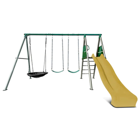 Lifespan Kids Outdoor Play Equipment Europa Steel Swing Set (Yellow Slide) - Lifespan Kids 9347166086716 LKSW-EUROPA-YL Buy online: Europa Steel Swing Set (Yellow Slide) - Lifespan Kids Happy Active Kids Australia