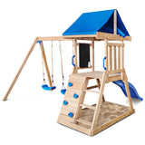 Lifespan Kids Outdoor Play Equipment Hazelbrook Play Centre with swing set & 1.8m blue slide - Lifespan Kids 9347166085436 LKPC-HAZEL-BU Hazelbrook Play Centre with swing set & 1.8m blue slide - Lifespan Kids Happy Active Kids Australia