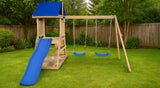 Lifespan Kids Outdoor Play Equipment Hazelbrook Play Centre with swing set & 1.8m pastel blue slide - Lifespan Kids 9347166092779 LKPC-HAZEL-PB Hazelbrook Play Centre with swing set & 1.8m pastel blue slide - Lifespan Kids Happy Active Kids Australia