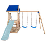 Lifespan Kids Outdoor Play Equipment Hazelbrook Play Centre with swing set & 1.8m pastel blue slide - Lifespan Kids 9347166092779 LKPC-HAZEL-PB Hazelbrook Play Centre with swing set & 1.8m pastel blue slide - Lifespan Kids Happy Active Kids Australia