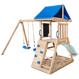 Lifespan Kids Outdoor Play Equipment Hazelbrook Play Centre with swing set & 1.8m pastel blue slide - Lifespan Kids 9347166092779 LKPC-HAZEL-PB Hazelbrook Play Centre with swing set & 1.8m pastel blue slide - Lifespan Kids Happy Active Kids Australia