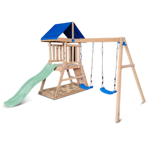 Lifespan Kids Outdoor Play Equipment Hazelbrook Play Centre with swing set & 1.8m pastel green slide - Lifespan Kids 9347166092786 LKPC-HAZEL-PG Hazelbrook Play Centre with swing set & 1.8m pastel green slide - Lifespan Kids Happy Active Kids Australia