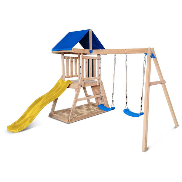 Lifespan Kids Outdoor Play Equipment Hazelbrook Play Centre with swing set & 1.8m yellow slide - Lifespan Kids 9347166085443 LKPC-HAZEL-YL Hazelbrook Play Centre with swing set & 1.8m yellow slide - Lifespan Kids Happy Active Kids Australia